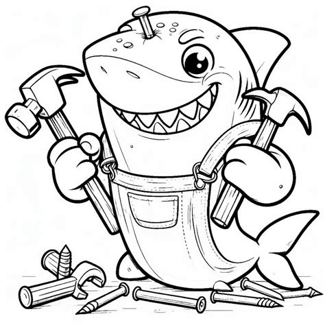 Coloring page Funny fish : Hammerhead shark 7