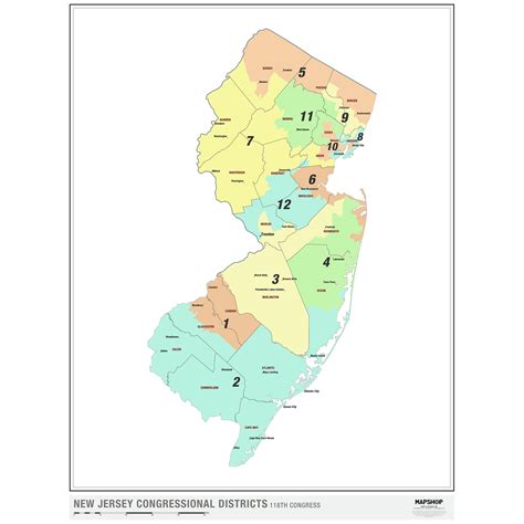 New Jersey 2022 Congressional Districts Wall Map | ubicaciondepersonas ...