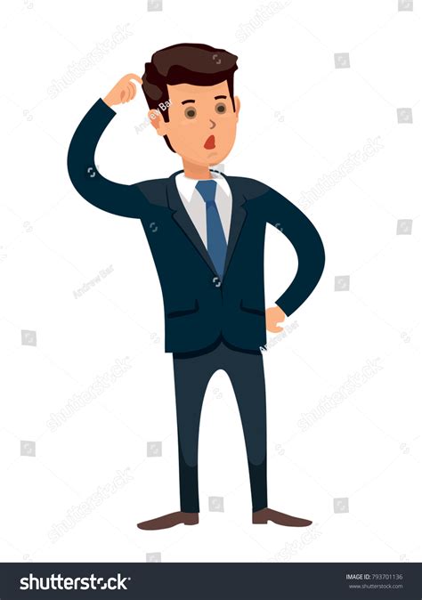 Puzzled Businessman Scratching His Head Thinking Stock Vector (Royalty ...