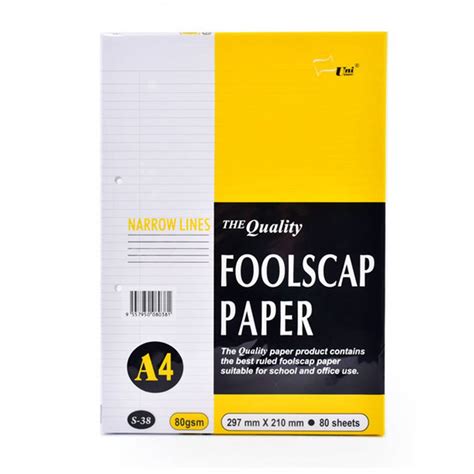 Uni Paper A4 Foolscap Paper (S-38) 80gm (Narrow Line)