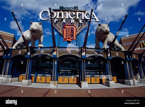 Entrance of a baseball stadium, Comerica Park, Detroit, Michigan, USA Stock Photo - Alamy