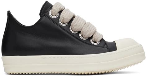 Rick Owens Jumbo Lace Low Sneakers in Black for Men | Lyst