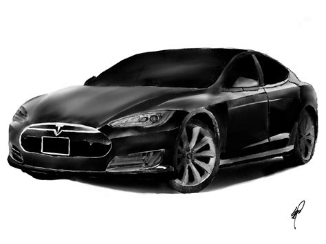 Digital art Tesla Model S by zhc1995 | OurArtCorner