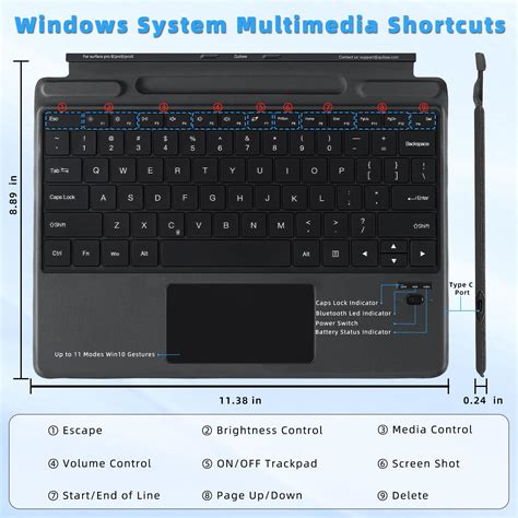 GetUSCart- Qulose Surface Pro 8 Keyboard, Wireless Bluetooth Keyboard for Microsoft Surface Pro ...