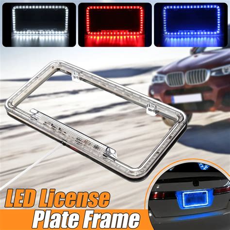 Universal Car License Plate Frame LED Lighting Acrylic Plastic License Plate Cover Frame Holder ...