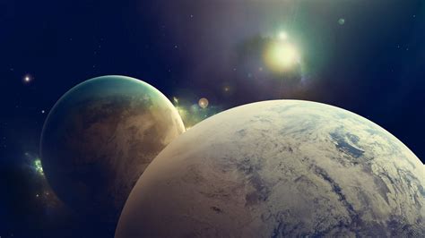 1360x768 resolution | two planets 3D wallpaper, space, planet, digital art, space art HD ...