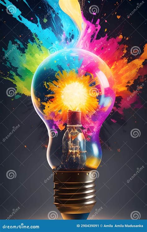 Colors light bulb stock illustration. Illustration of painting - 290439091