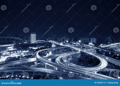 Shanghai city night view stock photo. Image of overpass - 33205112