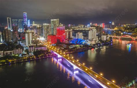 City Night Liuzhou Bridge Riverside Drone Photography Map With Pictures ...