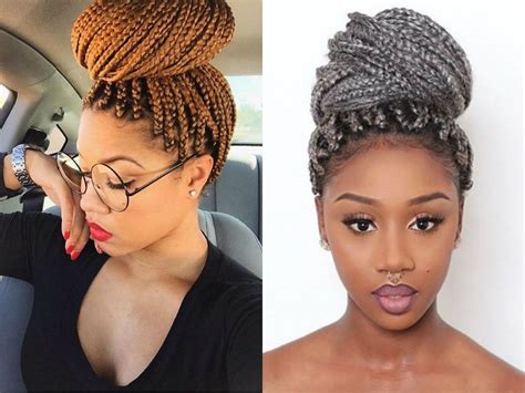 20 Inspirations Box Braids Bun Hairstyles