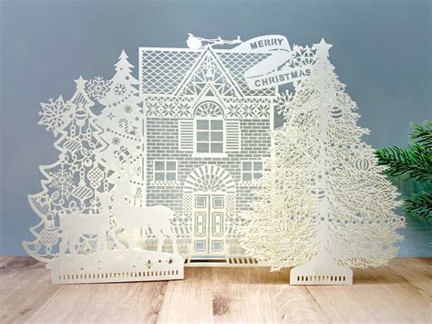 Christmas Paper Cut 3D Pop up Christmas Card Christmas Tree - Etsy