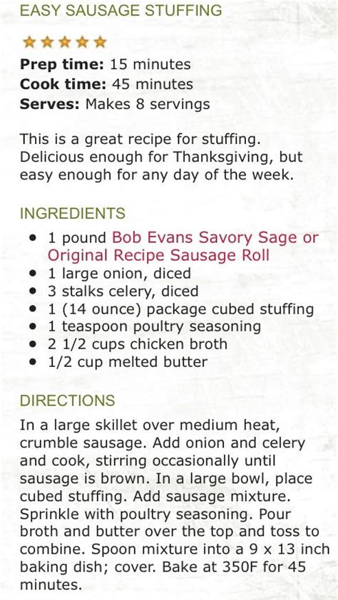 Bob Evans Sausage Recipes Stuffing | Bryont Blog