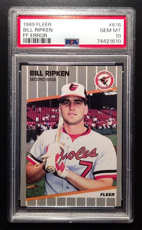 1989 Fleer #616 Bill Ripken FF Error GRADED BULLSEYE RUN PSA 8,9 MINT ...