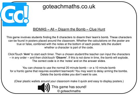 BIDMAS – All – Disarm the Bomb – Clue Hunt - ppt download