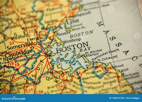 Boston Massachusetts Map stock photo. Image of point - 128973728