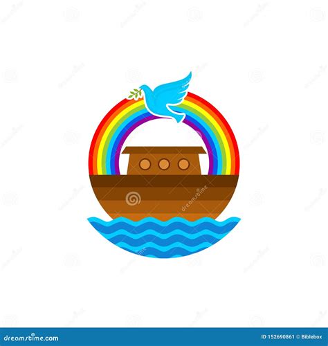 Logo of Noah`s Ark. Rainbow - a Symbol of the Covenant. Dove with a ...