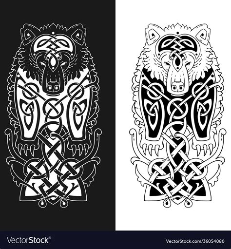 Grizzly bear in celtic style sketch for a tattoo Vector Image