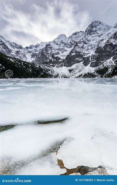 Morskie Oko Lake Covered in Ice at Winter in Tatra Mountains Poland Stock Photo - Image of ...