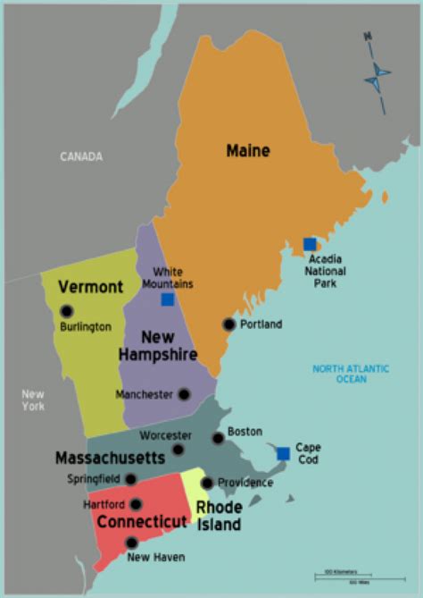 Map Of New England States And Their Capitals - Printable Map