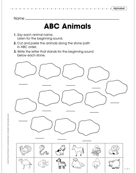 Alphabet: ABC Animals | Printable Skills Sheets, Cut and Pastes