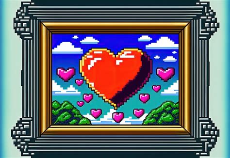 Premium AI Image | Pixel art valentine's day frame with heart ...