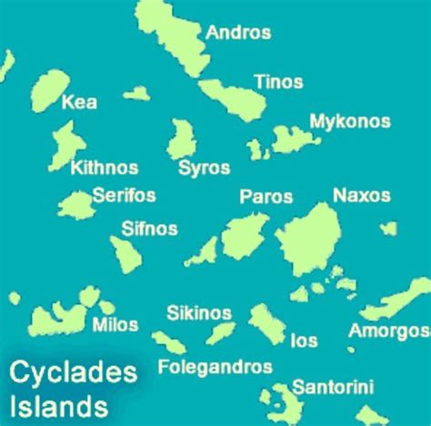 a map of cycladess islands with the names in english and latin - american