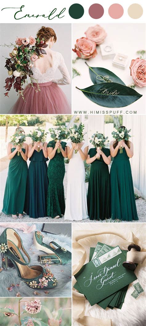 ️ 14 Dark Green Emerald Wedding Colors & Palettes - Hi Miss Puff