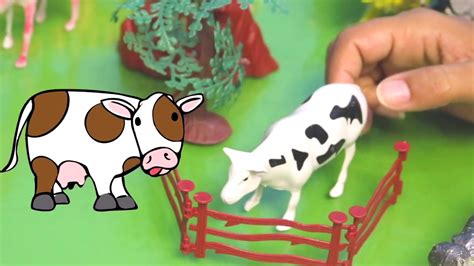 لعبة البقرة و العاب حيوانات المزرعة الحقيقيه العاب بنات و اولاد animals farm toys for kids - YouTube