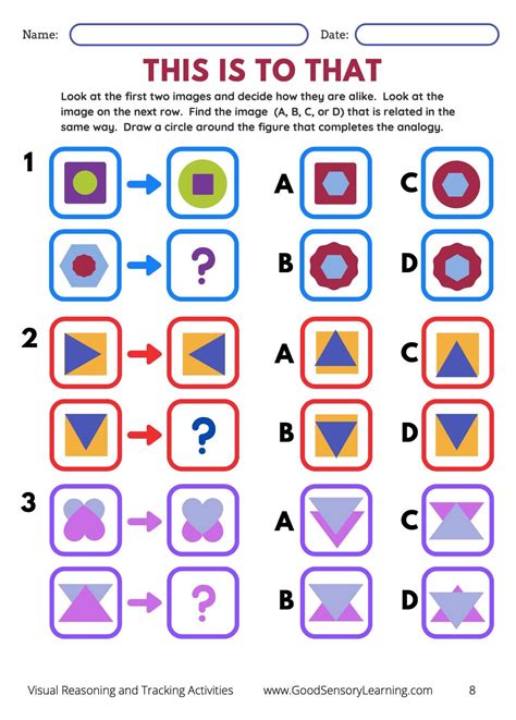 Visual Reasoning and Tracking Activities – Good Sensory Learning