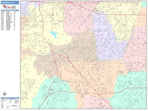 Pomona California Wall Map (Color Cast Style) by MarketMAPS - MapSales