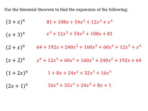 Binomial Expansion Worksheet - Printable Word Searches