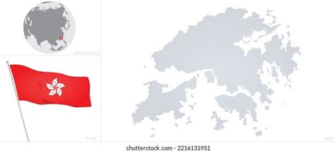 Hong Kong Map Flag Vector Stock Vector (Royalty Free) 2216131951 | Shutterstock