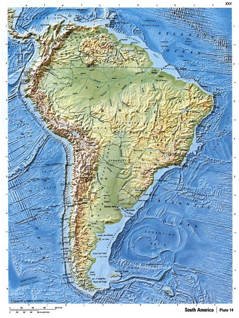 Detailed relief map of South America | South America | Mapsland | Maps of the World