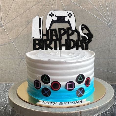 Buy Video Game Cake Toppers PS5 Cake Decoration with Glitter Game for Video Game themed Party ...