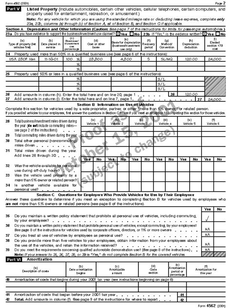 NEW! Completed Form 4562 Example