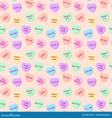 Candy Hearts Seamless Pattern Editorial Stock Photo - Illustration of ...