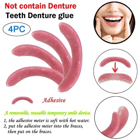 4pc Temporary Smile Comfort Fit Cosmetic Teeth Denture Glue For Denture Teeth - Walmart.com