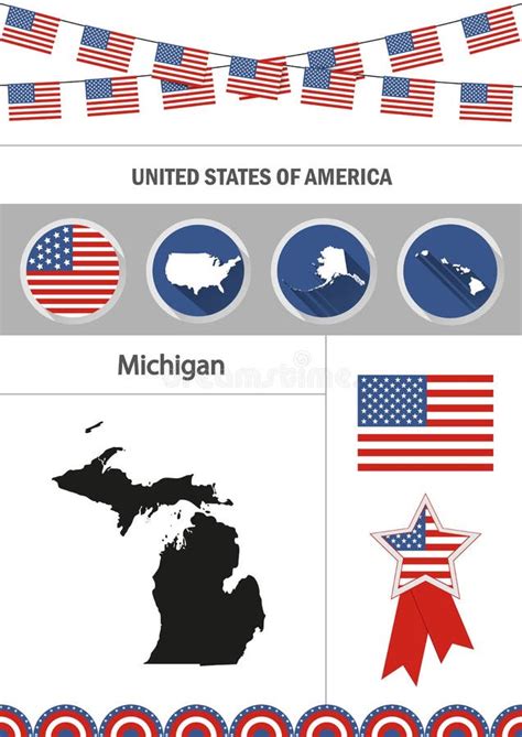 Map of Michigan. Set of Flat Design Icons Nfographics Elements W Stock ...