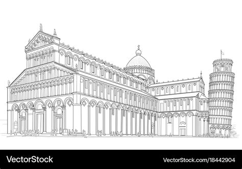 Pisa cathedral and tower Royalty Free Vector Image