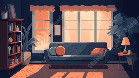 Living Room Flat Cartoon Powerpoint Background For Free Download ...