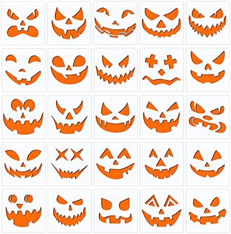 Amazon.com : Halloween Pumpkin Face Stencils for Painting on Wood 3 ...