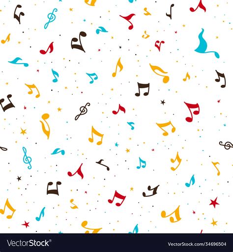 Music notes and stars seamless pattern Royalty Free Vector