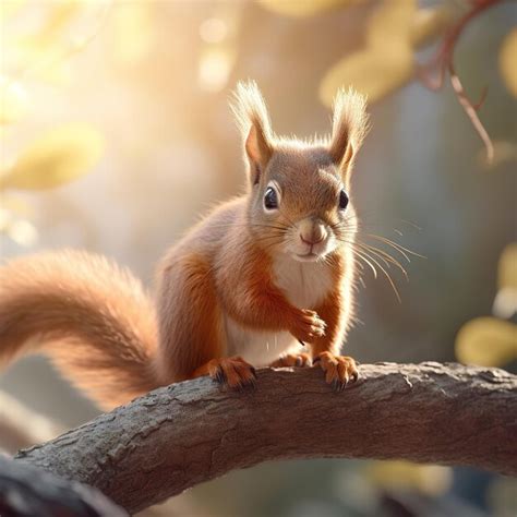 Premium AI Image | A red squirrel in the forest