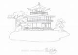 Japanese Temple Japan Tattoo Coloring Adult Adults Printable Drawing  sketch template