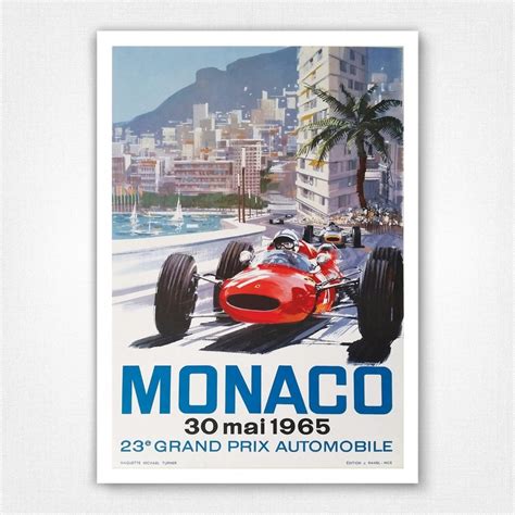 1965 Monaco Grand Prix poster - A4/A3/A2/50x70/A1 print Superb