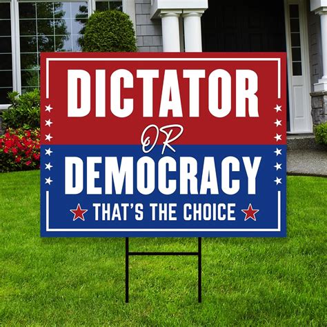 Amazon.com : Voila Print Dictator or Democracy Yard Sign - Coroplast ...