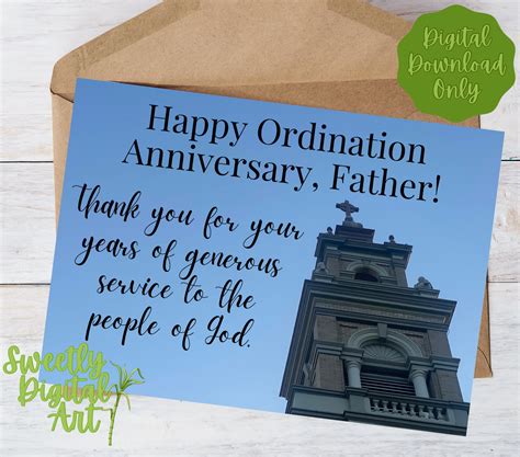 Priest Ordination Anniversary Day Card Instant Download Thank You ...