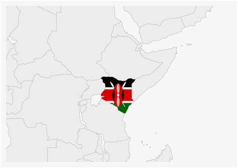 Premium Vector | Kenya map highlighted in kenya flag colors gray map ...