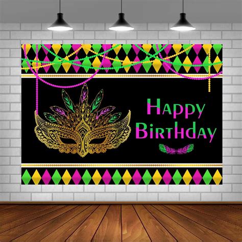 Amazon.com : Lofaris Mardi Gras Birthday Party Backdrop Glitter Purple ...