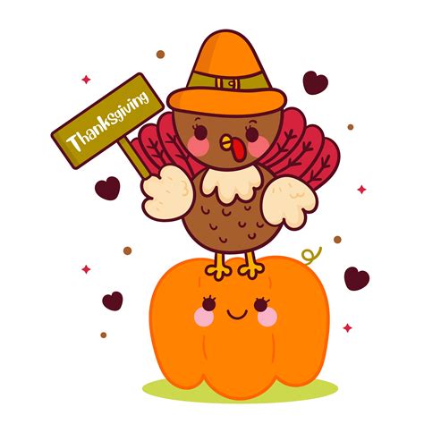 Cute Turkey Thanksgiving Cartoon Pumpkin Illustration Stock Vector ...